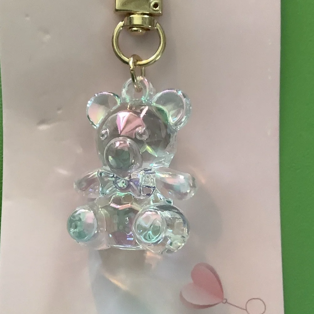 Be Mine Crystal Clear Bear Keychain - Gold and Clear